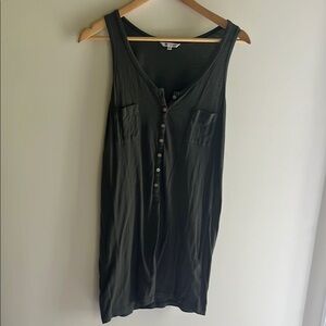 Velvet by Uniqlo Dark Green Sleeveless Button-Down Coverup/Dress